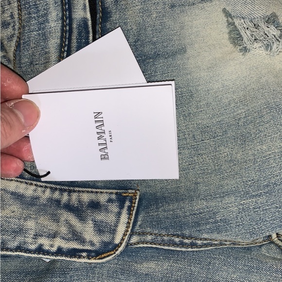 Authentic Balmain Slim Blue Ripped Jeans Size 34 - Picture 3 of 6